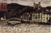 Pierre Renoir View at Dolce Acqua with the Borgho Antico the bridge over the Nervia and the Doria Castle Postcard oil on canvas